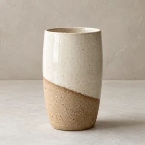 Minimal cream and terracotta ceramic tumbler