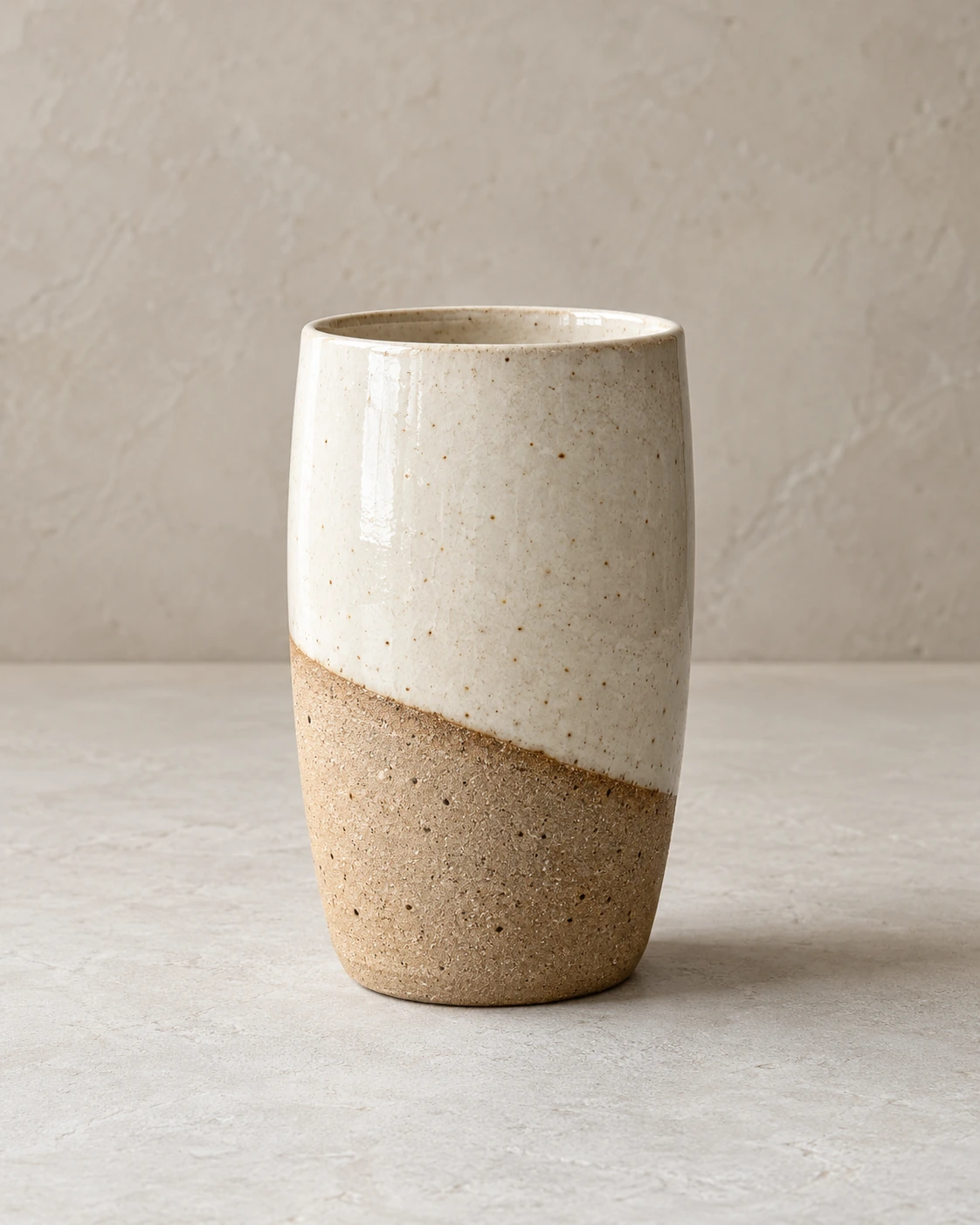 Minimal cream and terracotta ceramic tumbler
