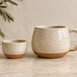 Handmade ceramic mug and small bowl