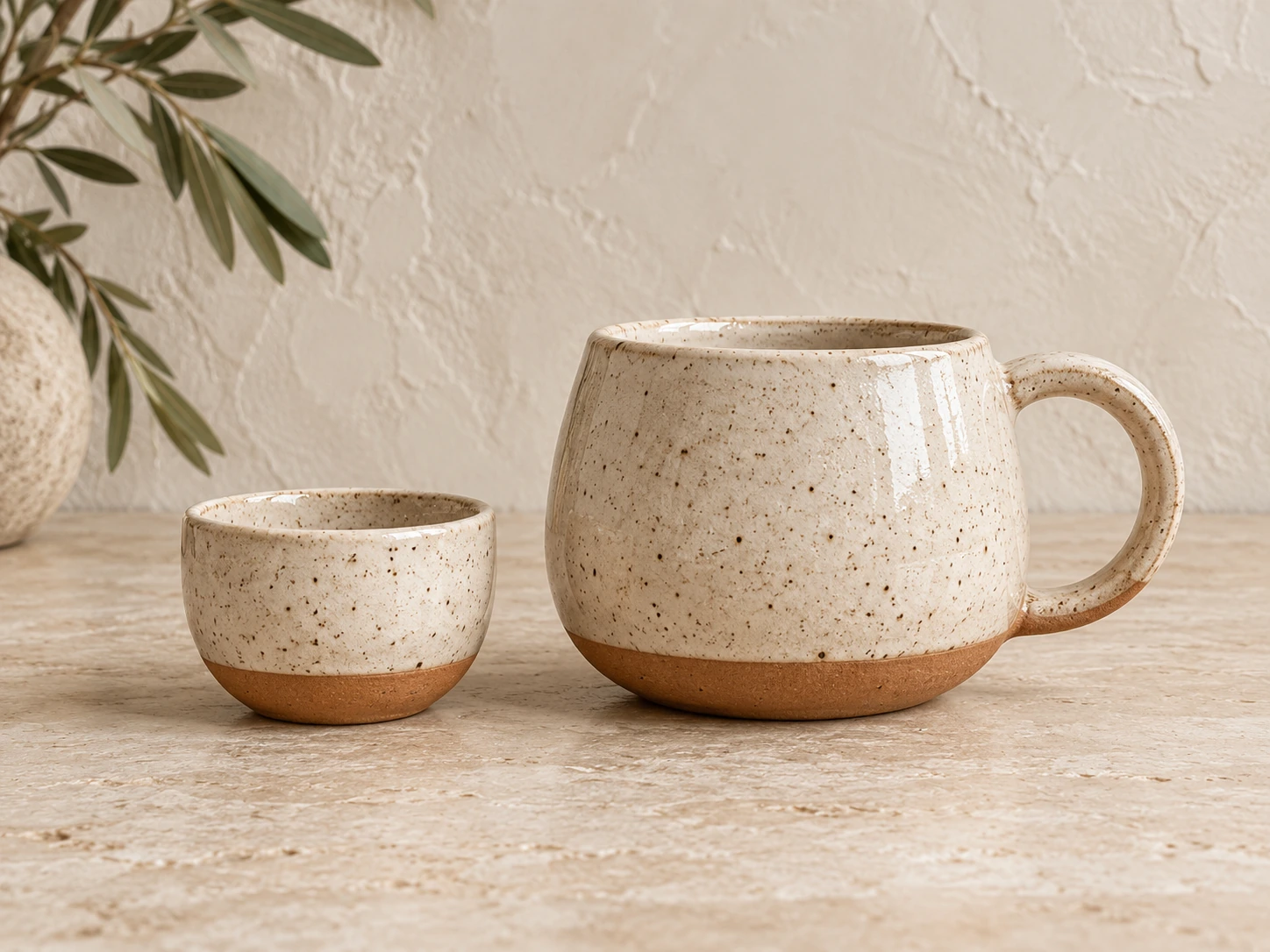 Handmade ceramic mug and small bowl