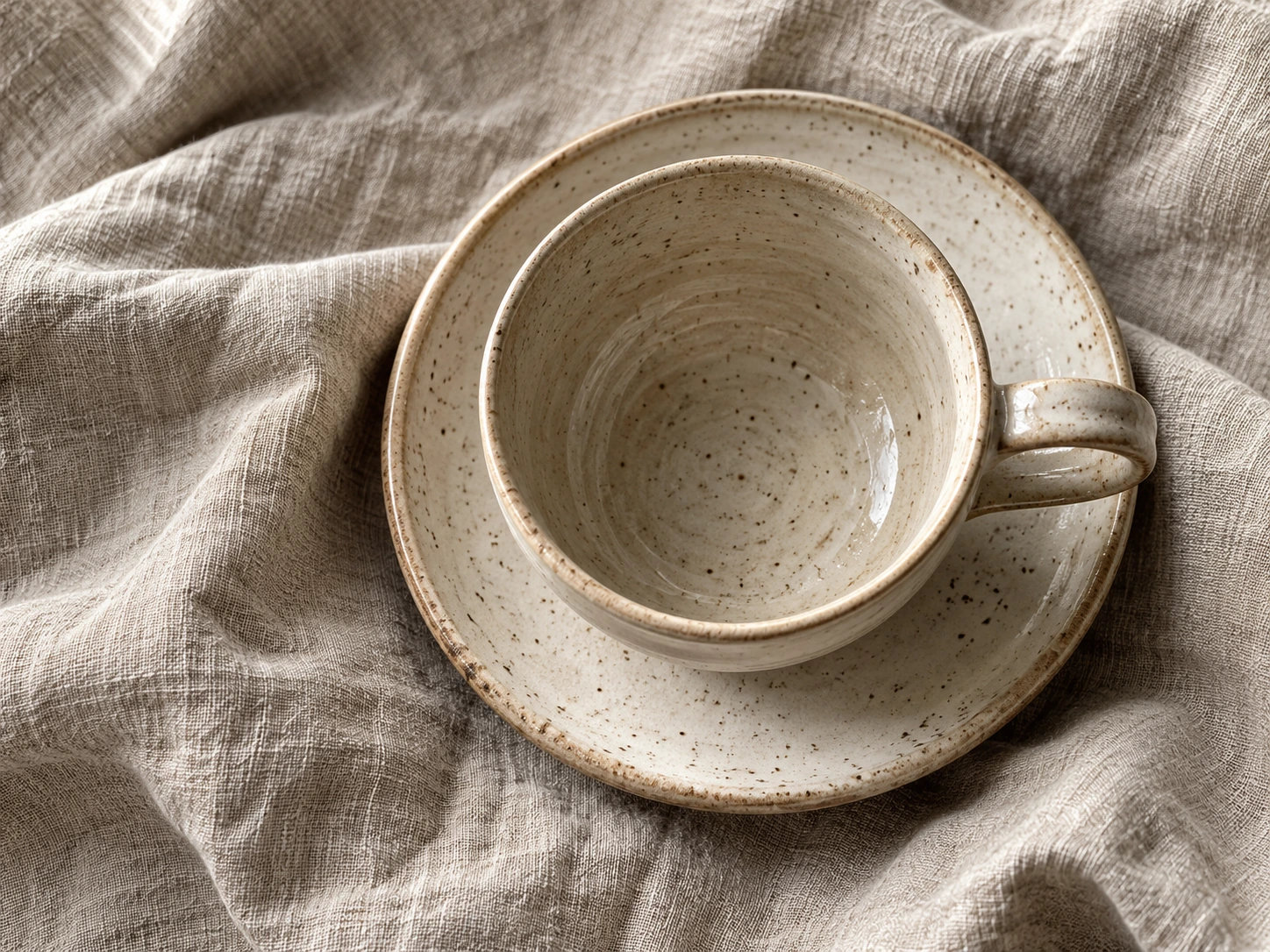 Ceramic cups viewed from above